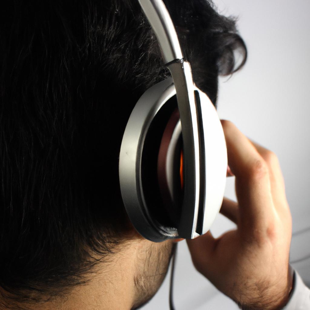 Person using headphones, streaming audio